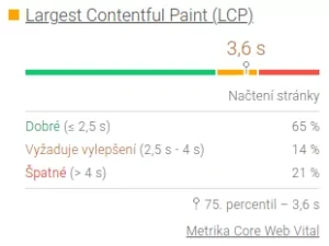 pagespeed-insights-vysledek-LCP Výsledek PageSpeed Insights - Largest Contentful Paint